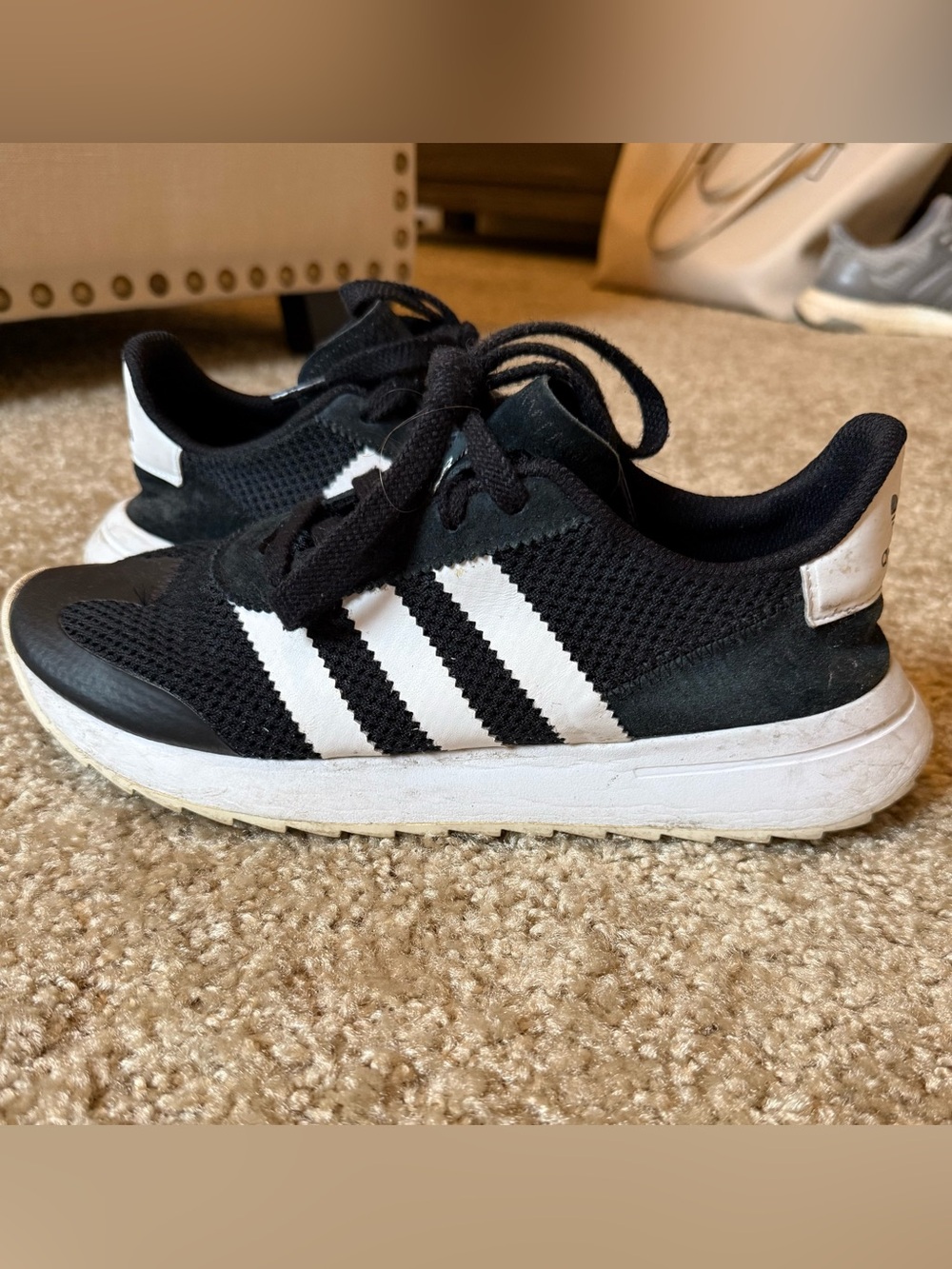 adidas Black and White Athletic Sneakers with Three Stripes
